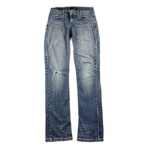 Levi's 524 Jeans Women 1 M Blue Too Superlow Skinny Distressed Denim Strech